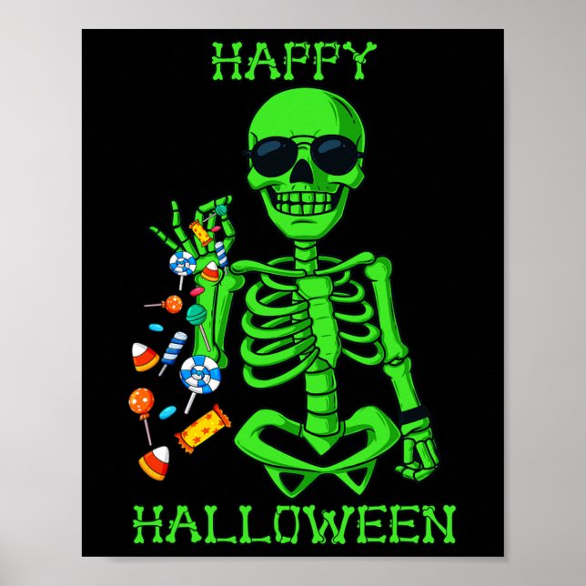 Póster Halloween Skeleton Salazón Candy Diversión 1 (Frente)