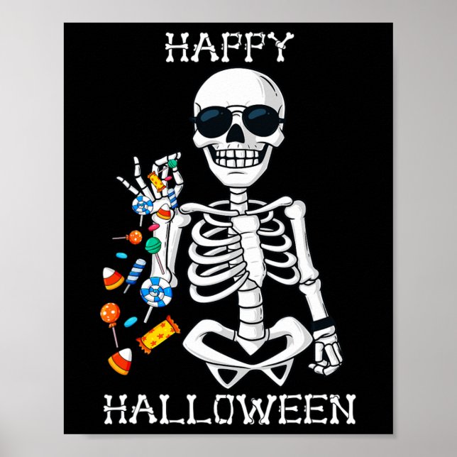 Póster Halloween Skeleton Salting Candy Fun (Frente)