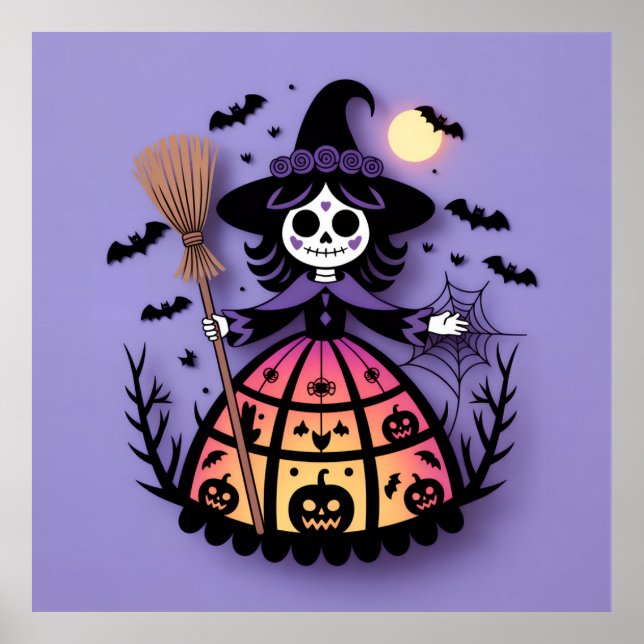 Póster Halloween Skeleton Witch (Frente)