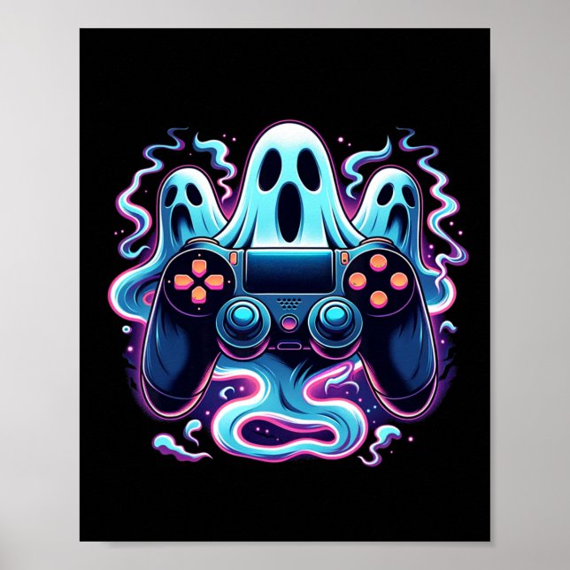 Póster Halloween Skeleton Zombie Gaming Controllers Mummy (Frente)