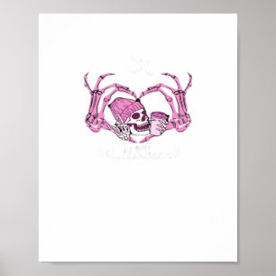 Póster Halloween Skull Heart Hands Skeleton Beanie Design