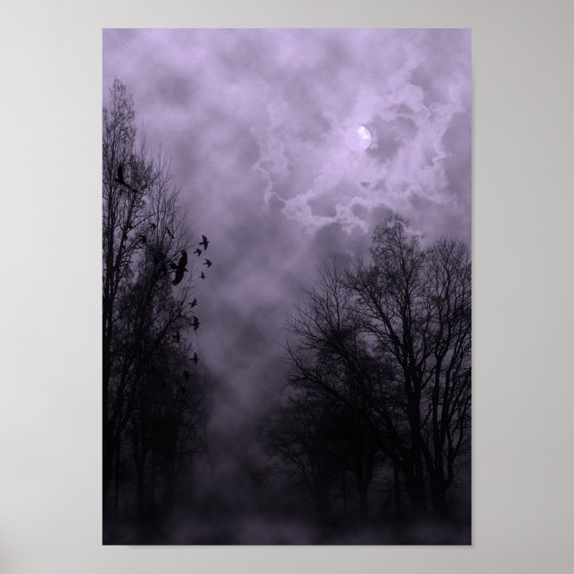 Póster Halloween Sky con Ravens Purple Mist Poster (Frente)