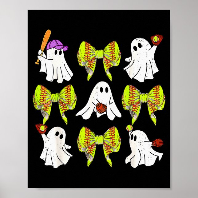 Póster Halloween Softball Ghosts Softball Daughter Girls  (Frente)