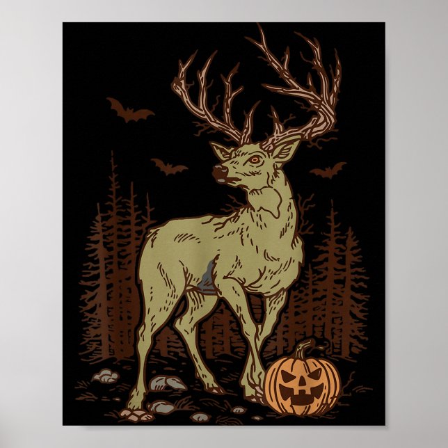 Póster Halloween Soky Deer Antler Zombie Rustic Buck Fall (Frente)