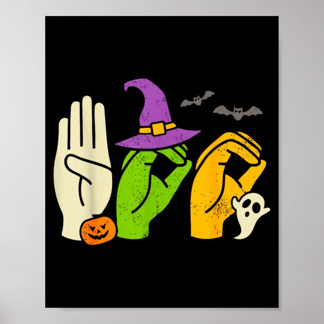 Póster Halloween Sped Teacher Boo In Asl Boo Hands Sign L (Frente)