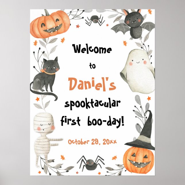 Póster Halloween Spooktacular Cumpleaños Poster de bienve (Frente)