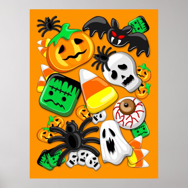 Póster Halloween Spooky Candies Fiesta (Frente)
