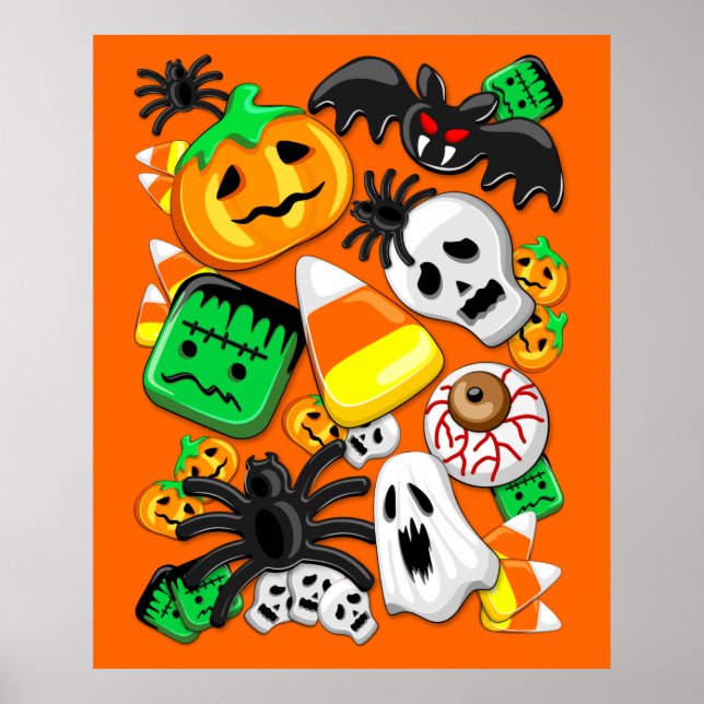 Póster Halloween Spooky Candies Fiesta (Frente)