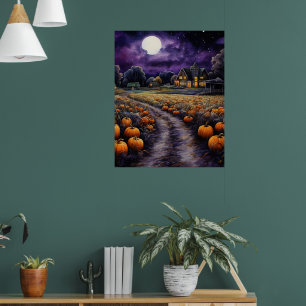 Póster Halloween Spooky Haunted Town Night