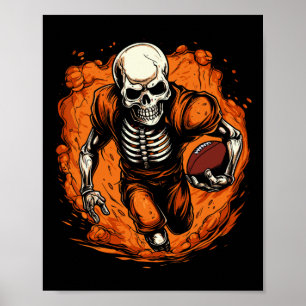 Póster Halloween Spooky jugador de fútbol del Skeleton Fo