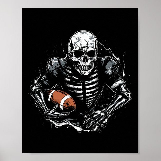 Póster Halloween Spooky jugador de fútbol del Skeleton Fo (Frente)