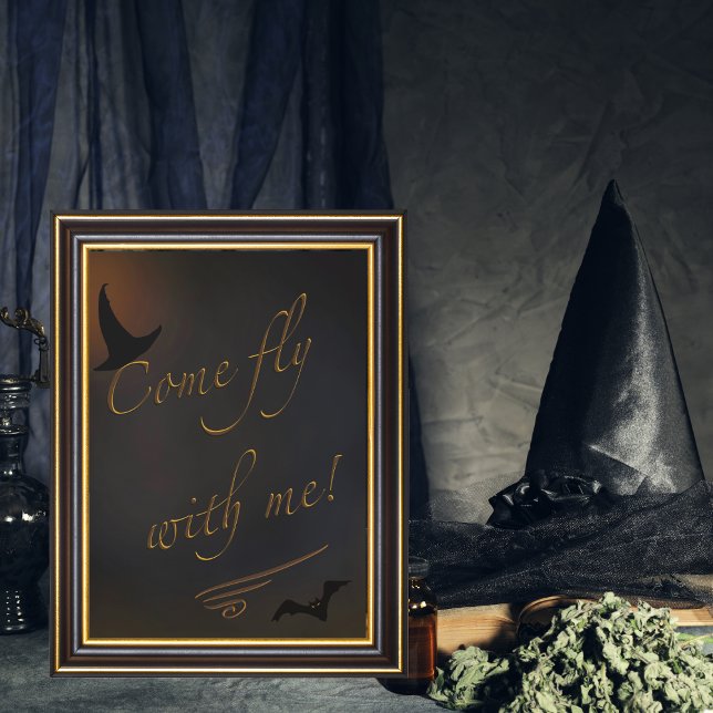Póster Halloween Spooky Witch Bat Cita Tipografía (Subido por el creador)