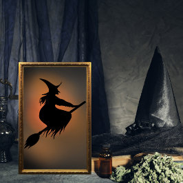 Póster Halloween Spooky Witch Broom