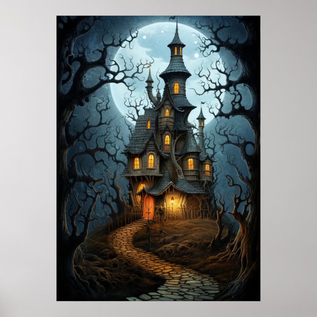 Póster Halloween Spooky Witch House (Frente)