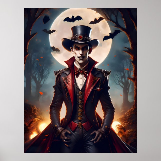 Póster Halloween Steampunk Gótico Zombie Vampiro (Frente)
