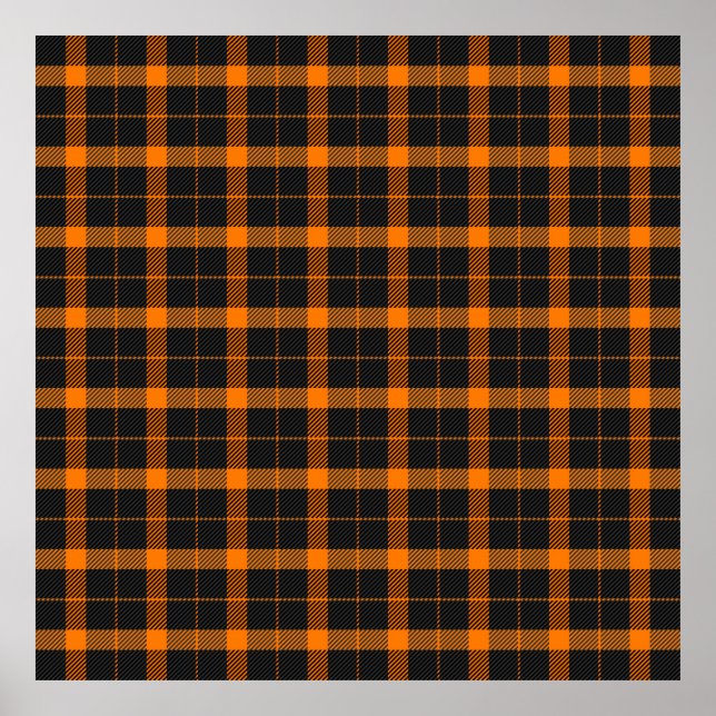 Póster Halloween Tartan plaid. Scottish pattern in orange (Frente)