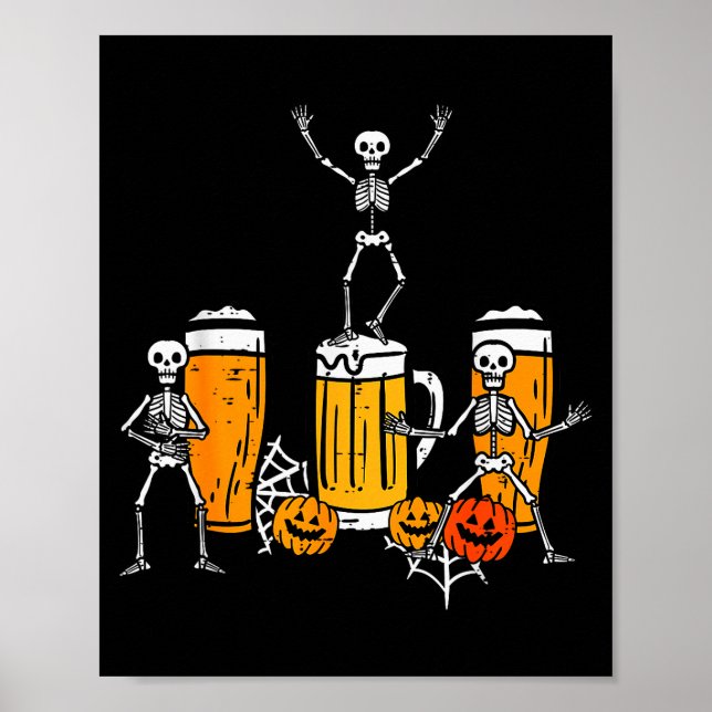 Póster Halloween Team Skeletons Dancing Funny Costume Par (Frente)