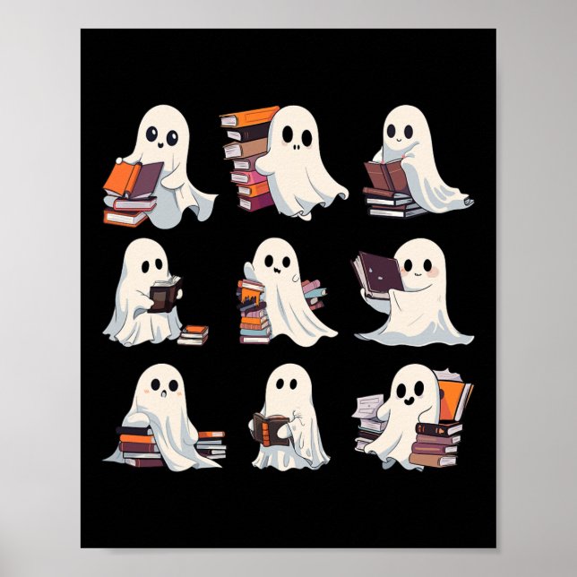 Póster Halloween Tía Fantasma Leer más libros Spooky Boo  (Frente)