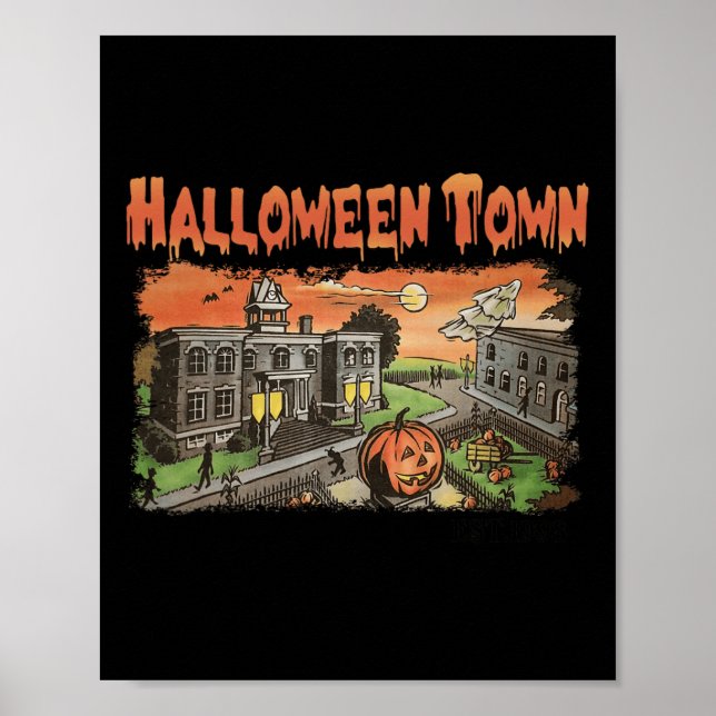 Póster Halloween Town EST 1998 Halloween Party Cute Hallo (Frente)