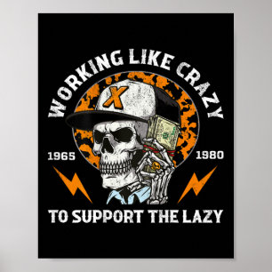 Póster Halloween Trabajando Como Loco Para Apoyar A Los P