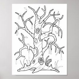 Póster Halloween Tree Coling Page Art