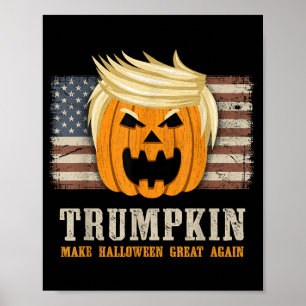 Póster Halloween Trumpkin Vintage US Flag Funny