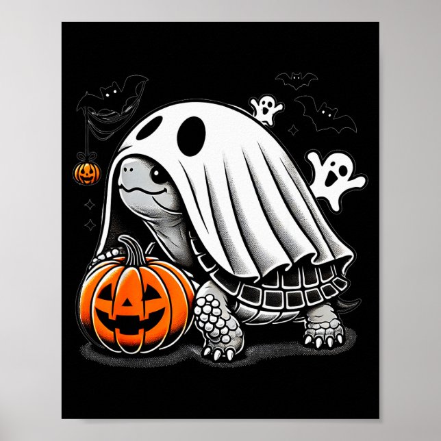 Póster Halloween Turtle Ghost Pumpkin Costume Terran Tort (Frente)