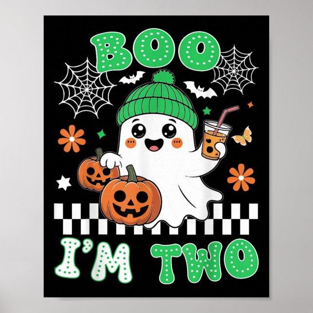 Póster Halloween Two Birthday Boo Im Two Groovy Birthday  (Frente)