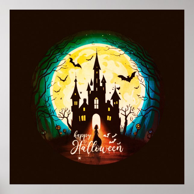 Póster Halloween, un castillo feliz (Frente)