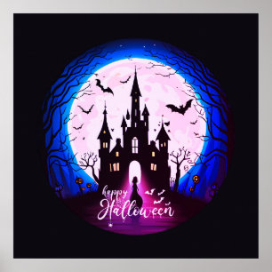 Póster Halloween, un castillo feliz