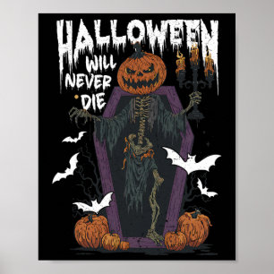 Póster Halloween, un horroroso retro, nunca morirá gracio