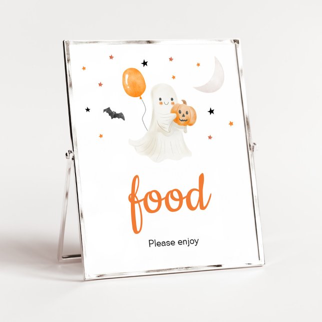 Póster Halloween Un poco de comida Baby Shower (A Little Boo Baby Shower Food Sign)