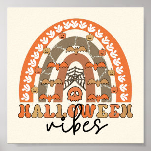 Póster Halloween Vibes Boho Rainbow Fall Halloween