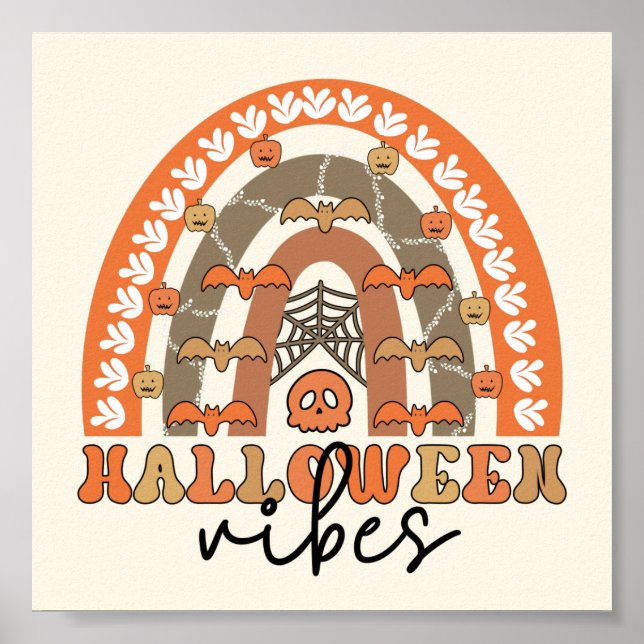 Póster Halloween Vibes Boho Rainbow Fall Halloween (Frente)