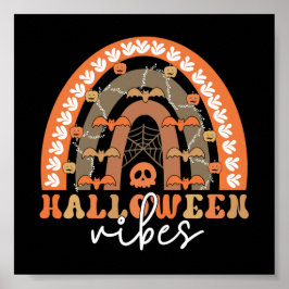 Póster Halloween Vibes Boho Rainbow Fall Spooki