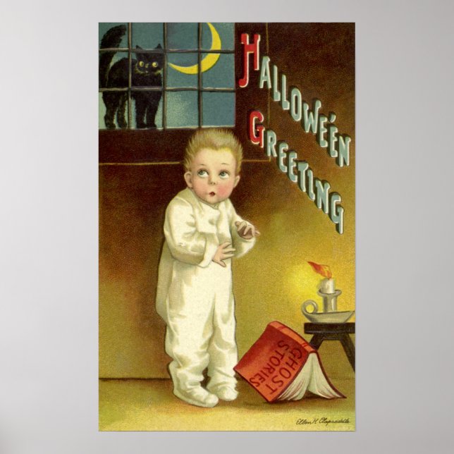 Póster Halloween vintage de Ellen Clapsaddle, historia fa (Frente)