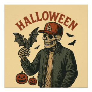 Póster Halloween Vintage - Esqueleto Espeluznante