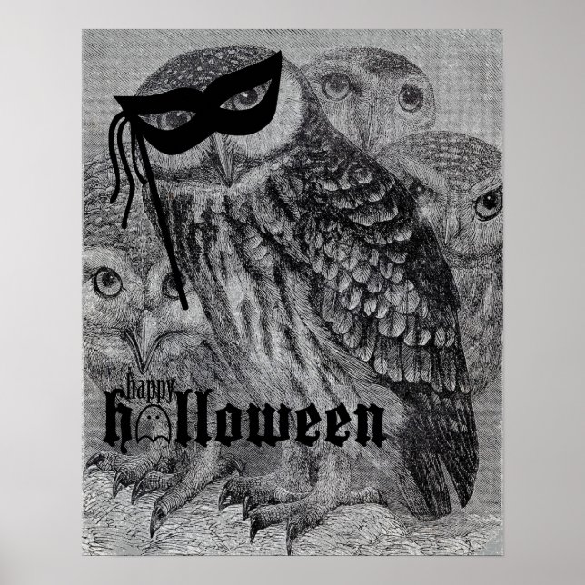 Póster Halloween Vintage Owl (Frente)