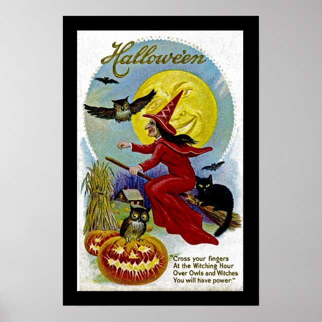 Póster Hallowe'en Whitch and Moon (Frente)