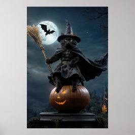 Póster Halloween Witch Cat Poster