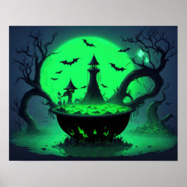 Póster Halloween Witch Cauldron