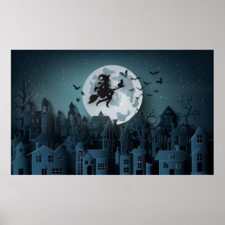 Póster Halloween Witch Flover Village