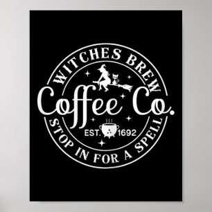 Póster Halloween Witch Motif - Testigos preparan café y c