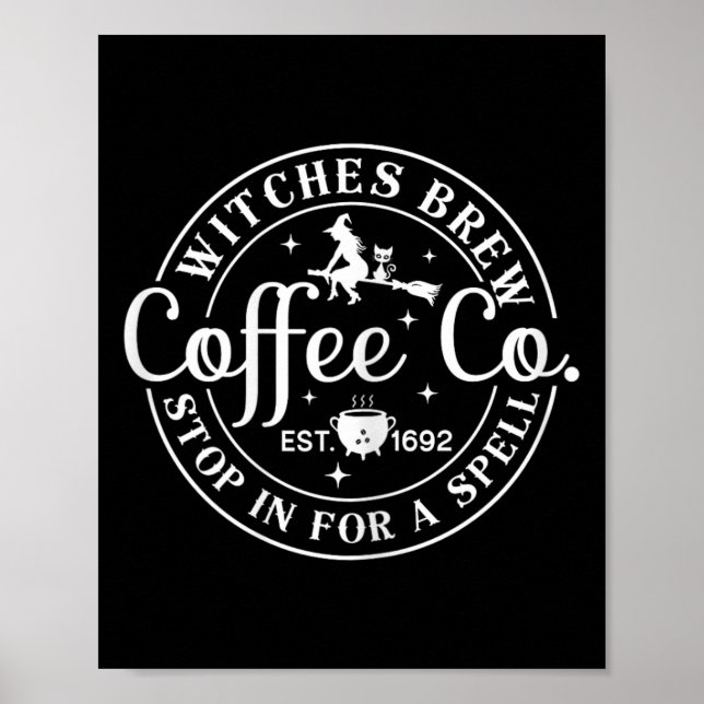 Póster Halloween Witch Motif - Testigos preparan café y c (Frente)