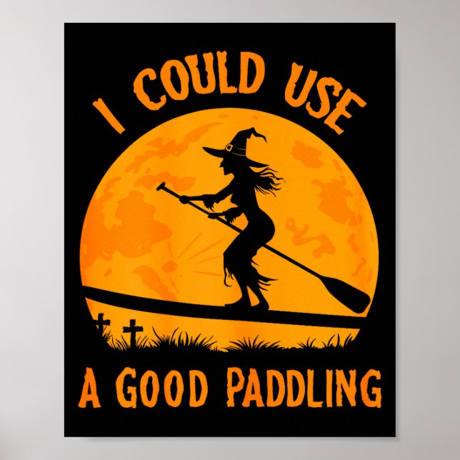 Póster Halloween Witch Paddleboarder Sup Standup Paddling (Frente)