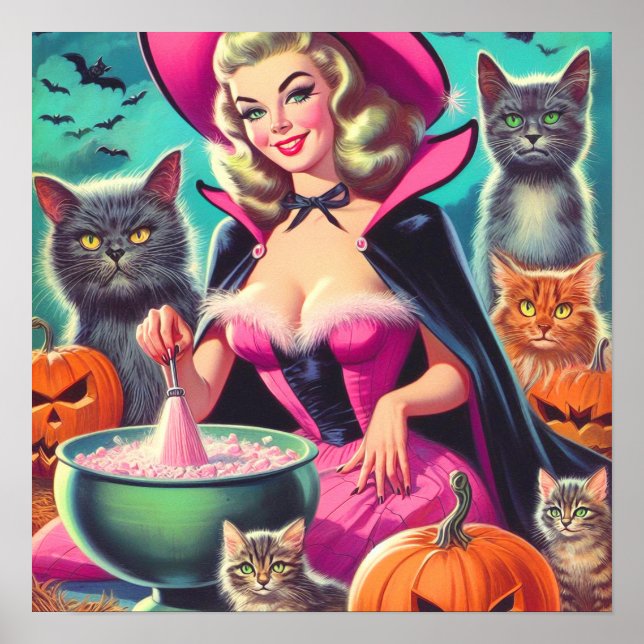 Póster Halloween Witch Pin up (Frente)