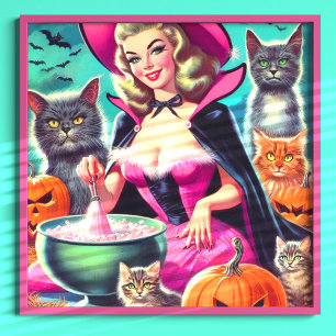 Póster Halloween Witch Pin up
