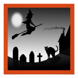 PÓSTER HALLOWEEN WITCH SILHOUETTE