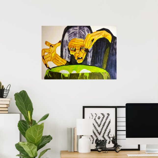 PÓSTER HALLOWEEN WITCH Y SU CAULDRON (Oficina en casa)