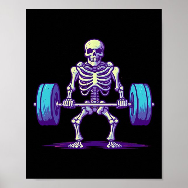 Póster Halloween Workout Costume Funny Deadlift Skeletem (Frente)